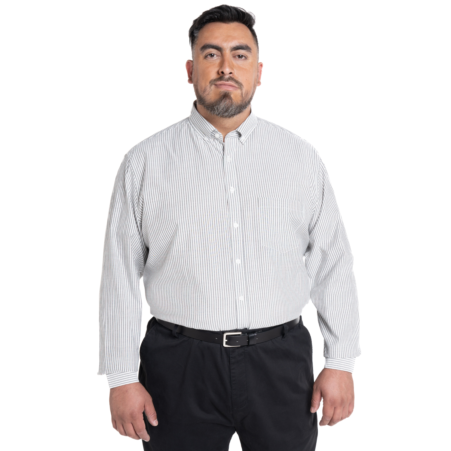 CAMISA OXFORD LISTADA REGULAR FIT | NEGRO - 1
