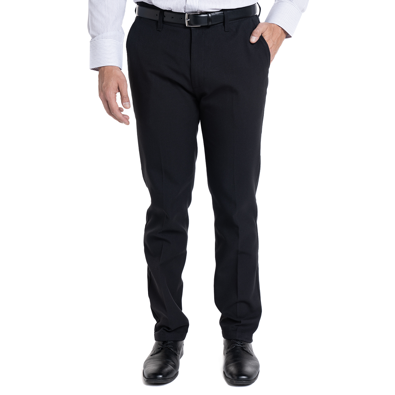 PANTALON CASIMIR FRENTE PLANO REGULAR FIT | NEGRO - 1