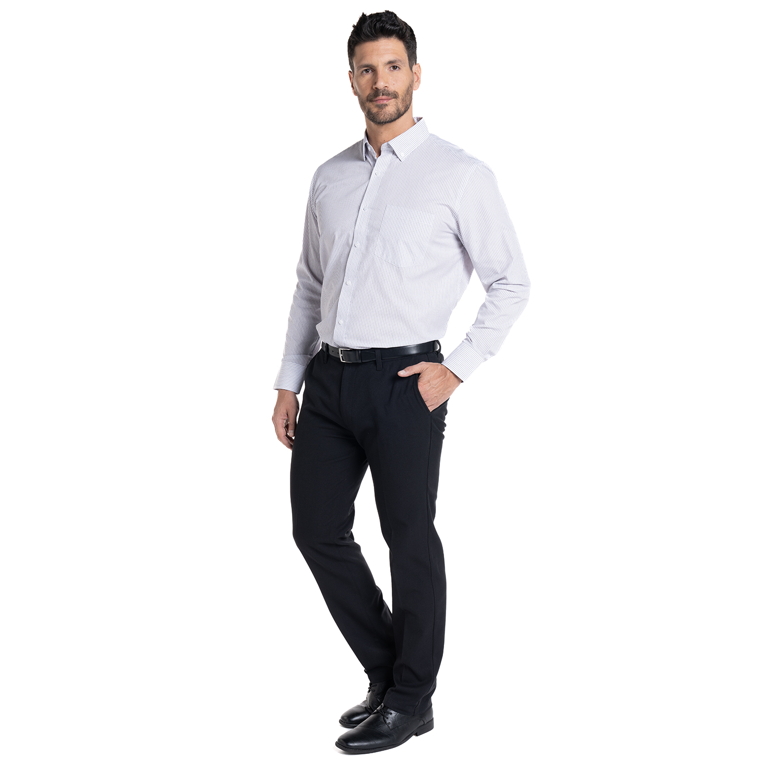 PANTALON CASIMIR FRENTE PLANO REGULAR FIT | NEGRO - 4