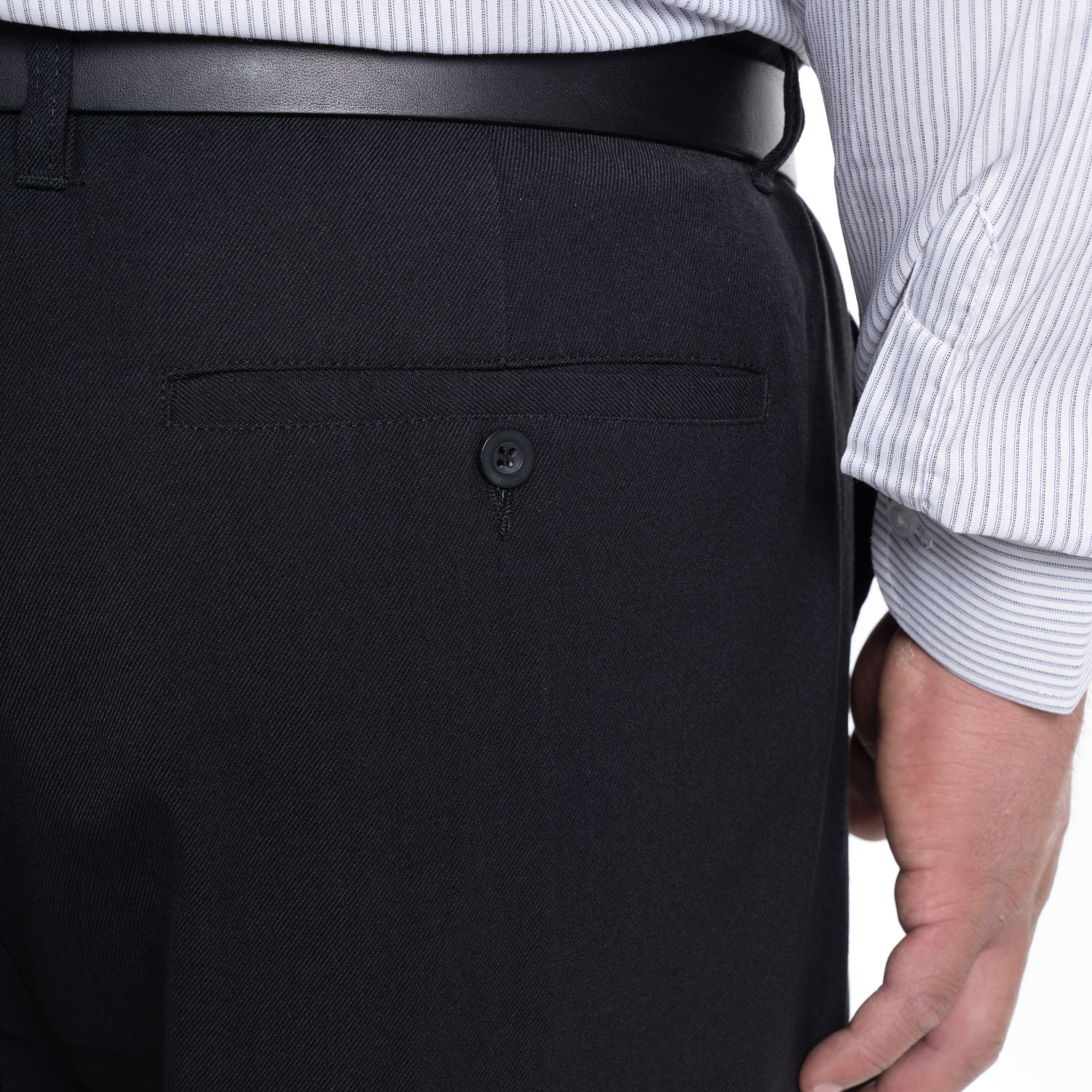 PANTALON CASIMIR FRENTE PLANO REGULAR FIT | NEGRO - 3