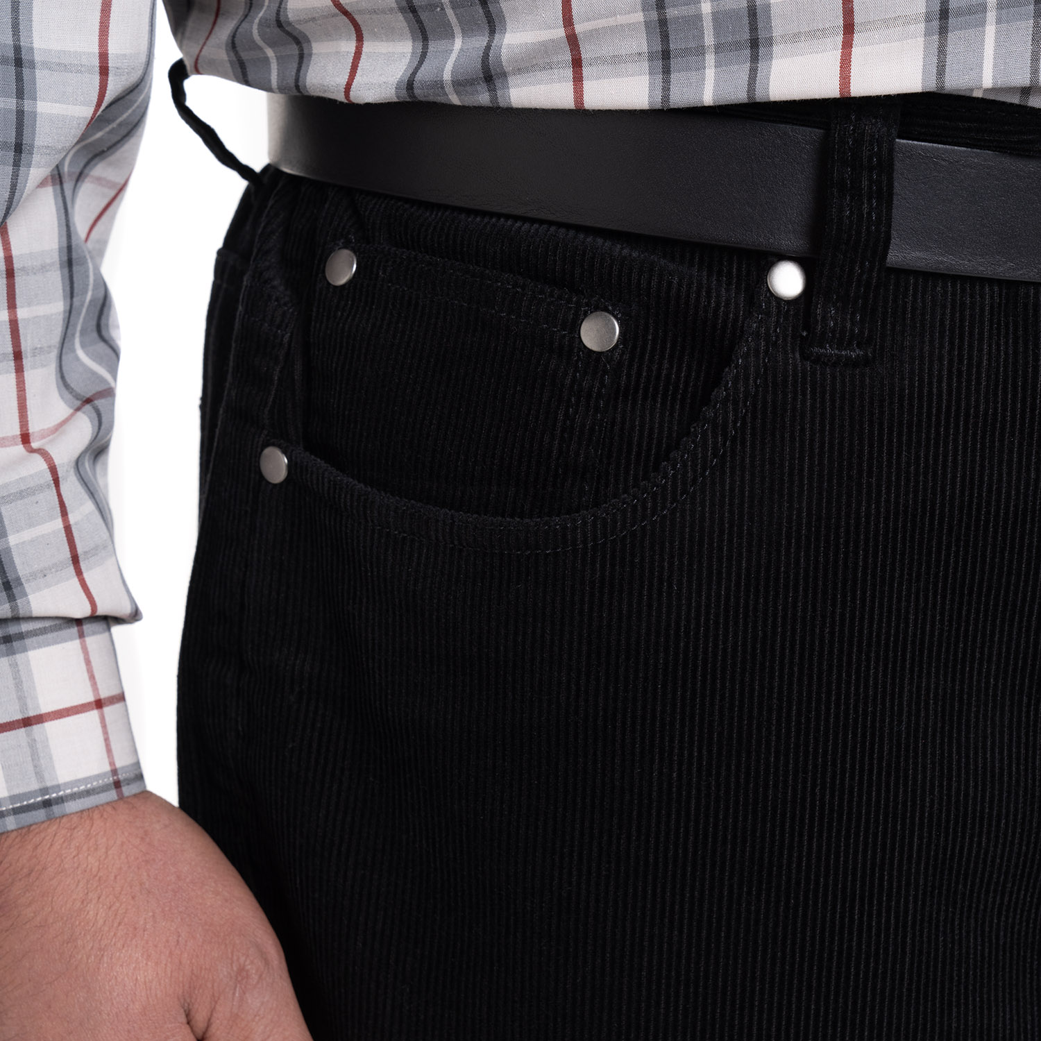 PANTALON COTELE 5 BOLSILLOS REGULAR FIT | NEGRO - 3