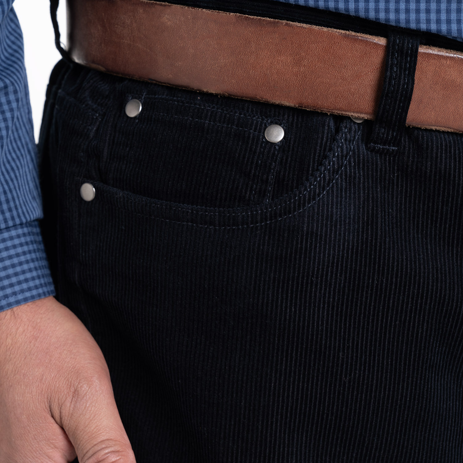 PANTALON COTELE 5 BOLSILLOS REGULAR FIT | AZUL MARINO - 3