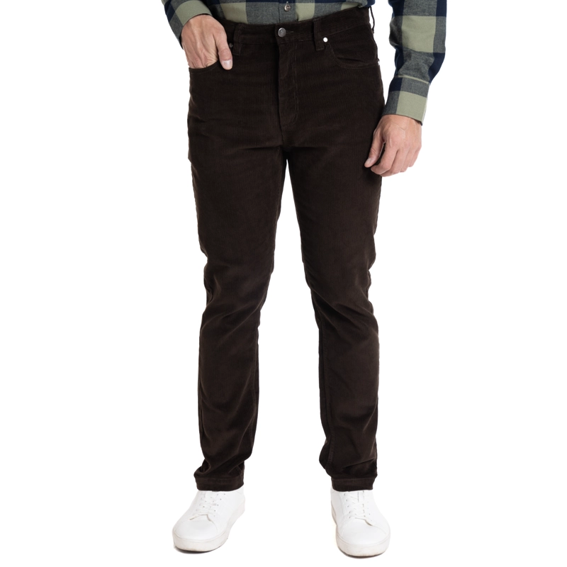 PANTALON COTELE 5 BOLSILLOS REGULAR FIT | CAFÉ OSCURO - 1