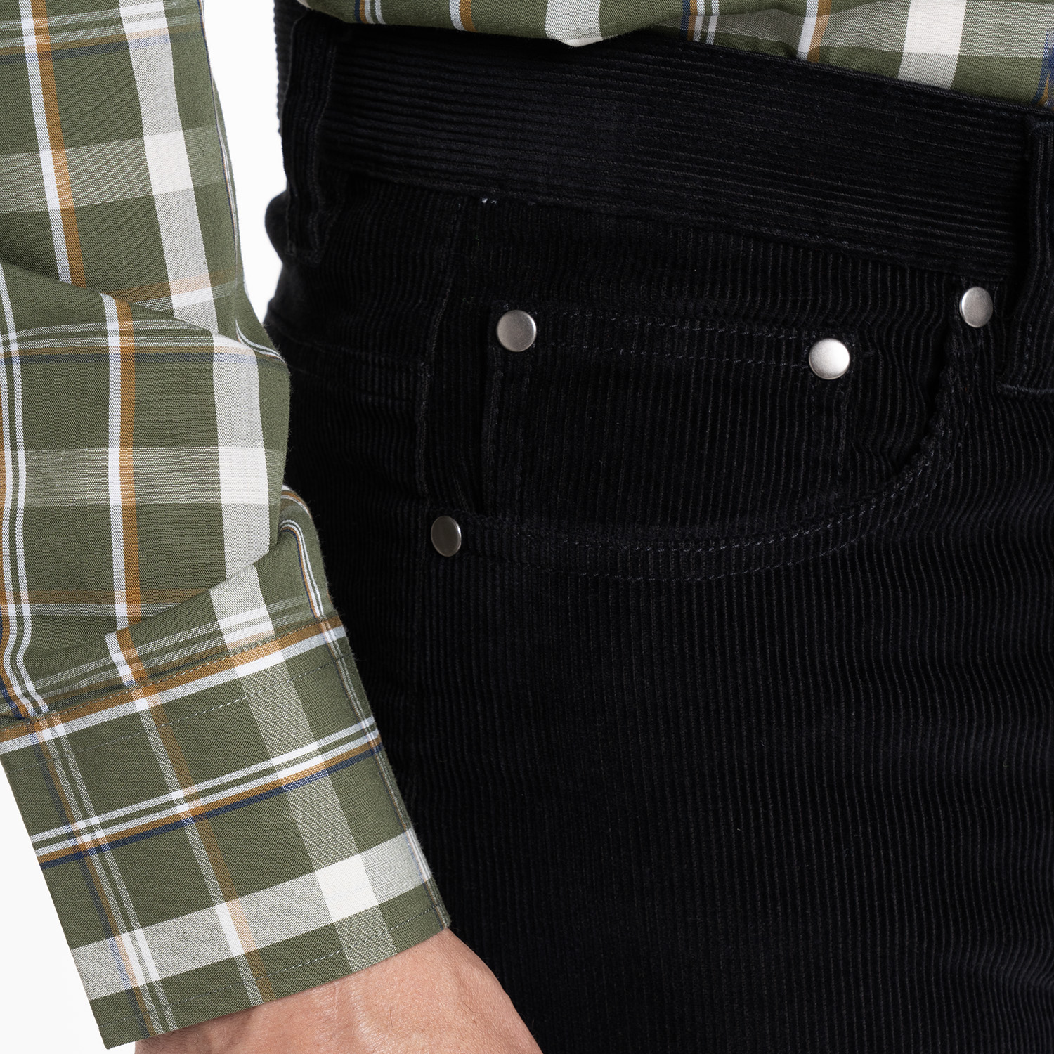 PANTALON COTELE 5 BOLSILLOS REGULAR FIT | NEGRO - 3