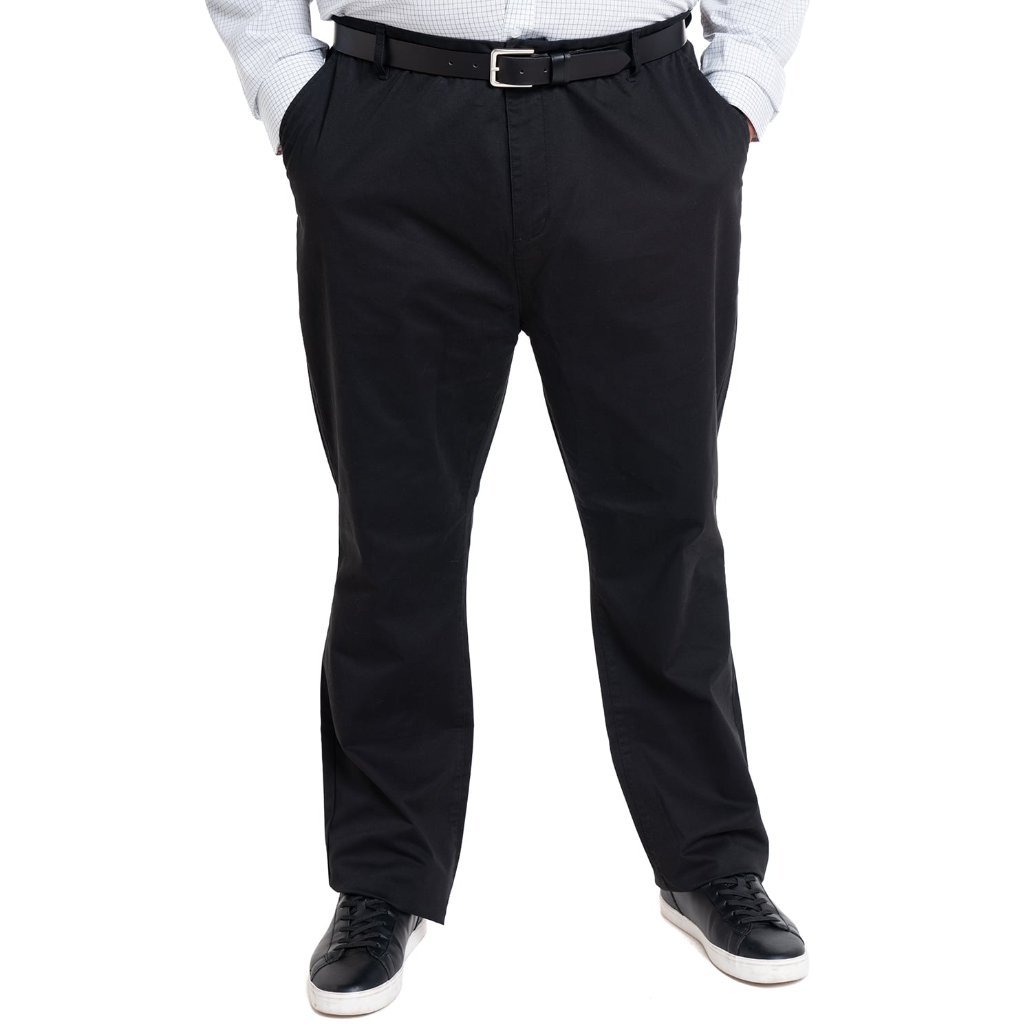 PANTALÓN FRENTE PLANO SPANDEX REGULAR FIT | NEGRO - 1