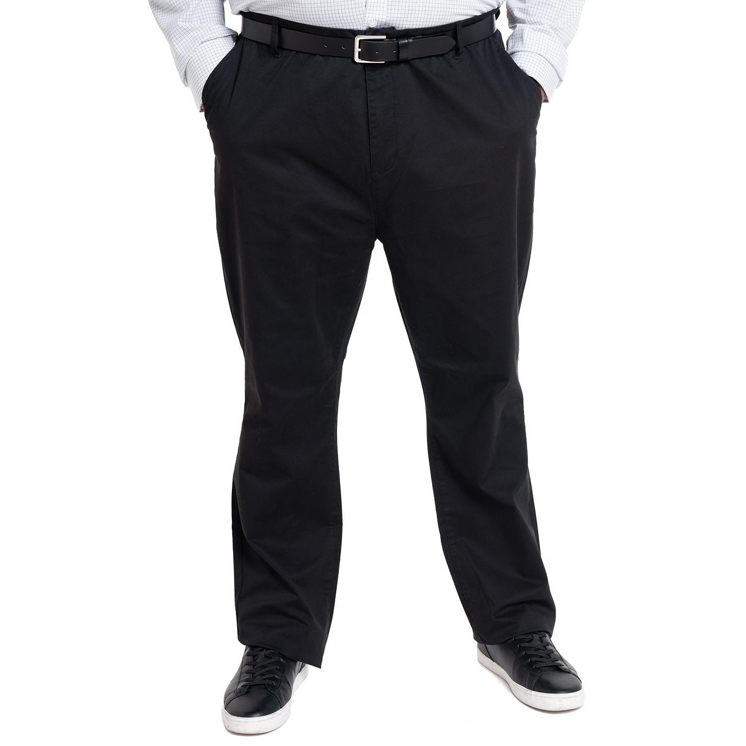 PANTALÓN FRENTE PLANO SPANDEX REGULAR FIT | NEGRO - 1