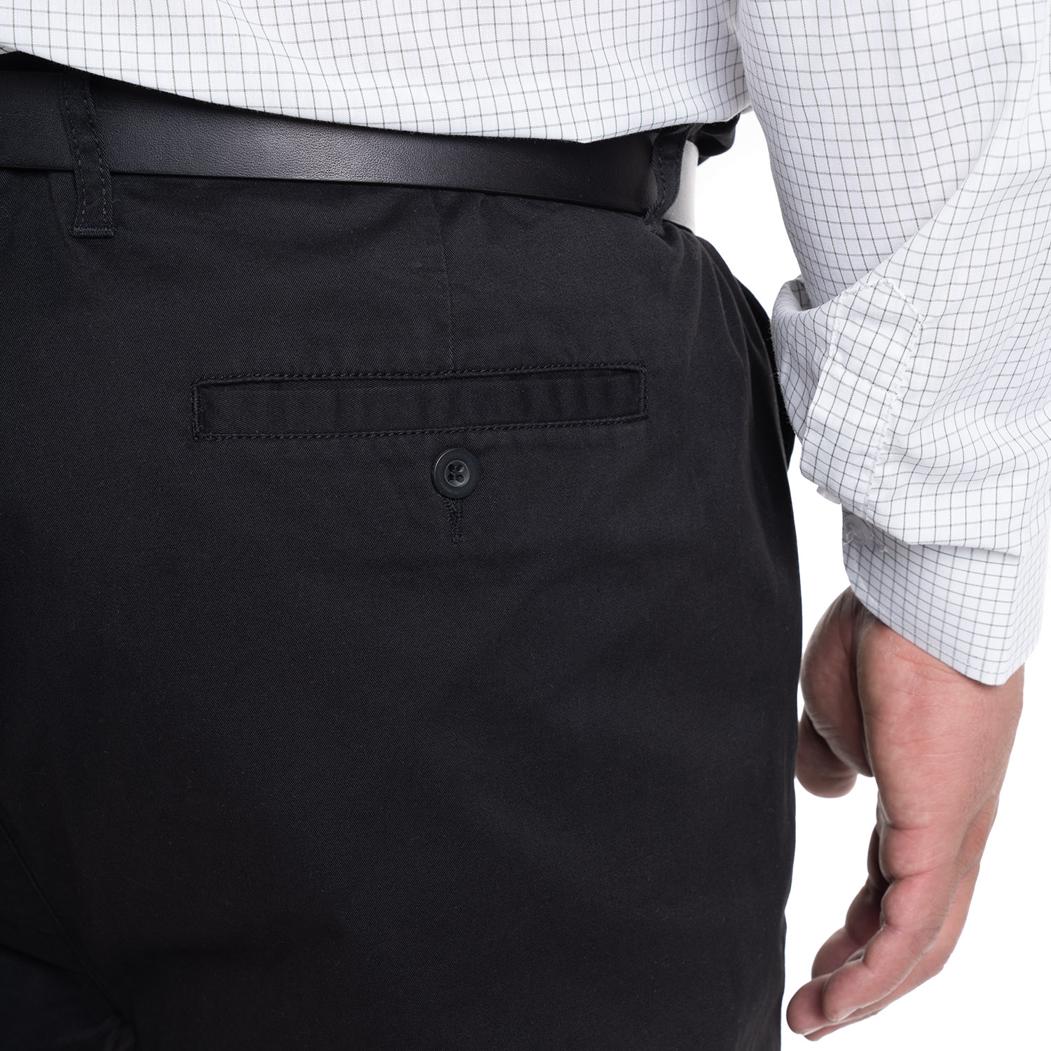 PANTALÓN FRENTE PLANO SPANDEX REGULAR FIT | NEGRO - 3