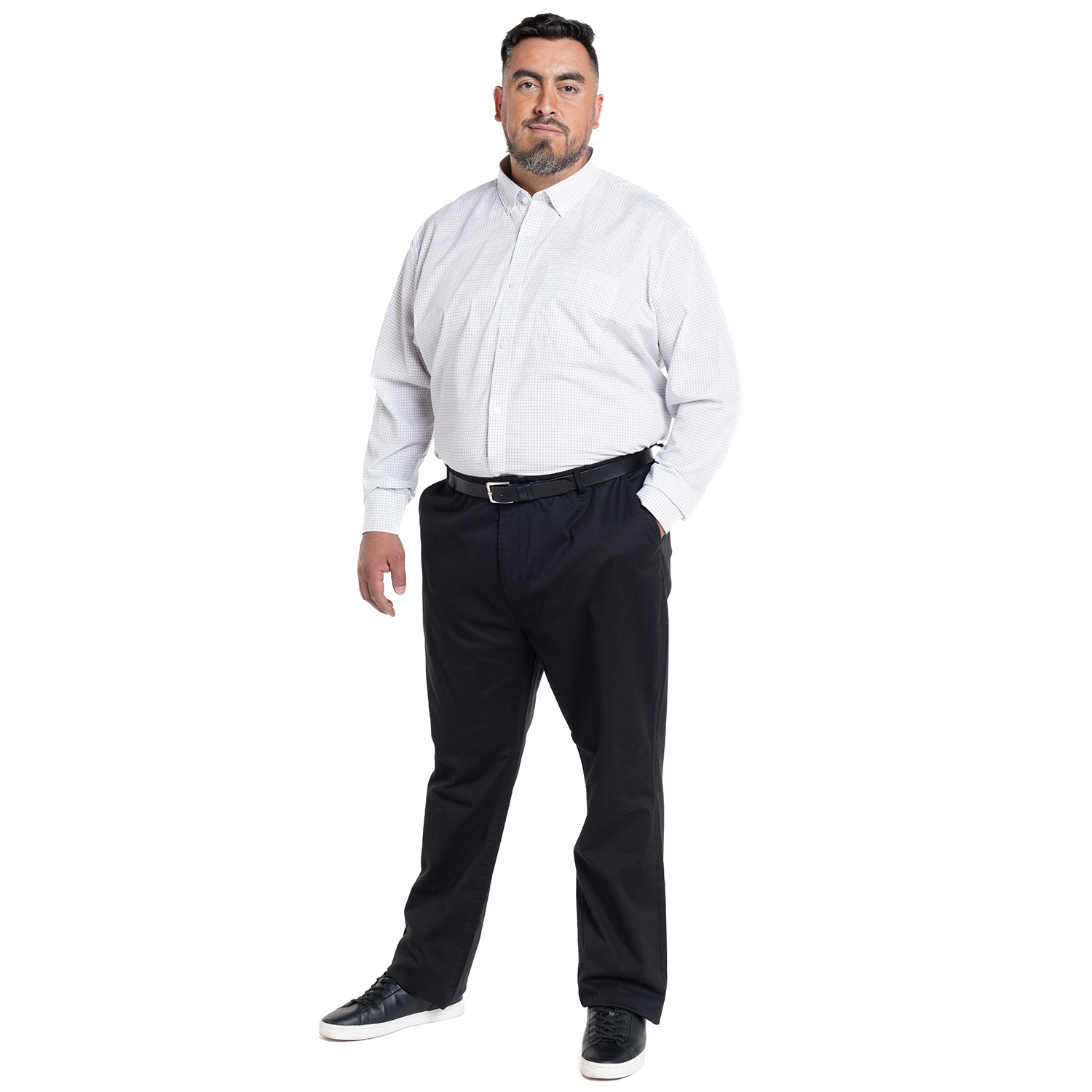 PANTALÓN FRENTE PLANO SPANDEX REGULAR FIT | NEGRO - 4