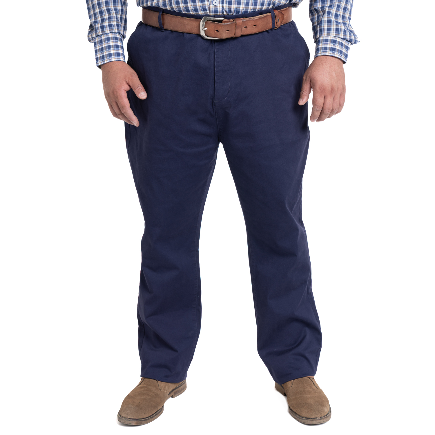 PANTALÓN FRENTE PLANO SPANDEX REGULAR FIT | AZUL - 1