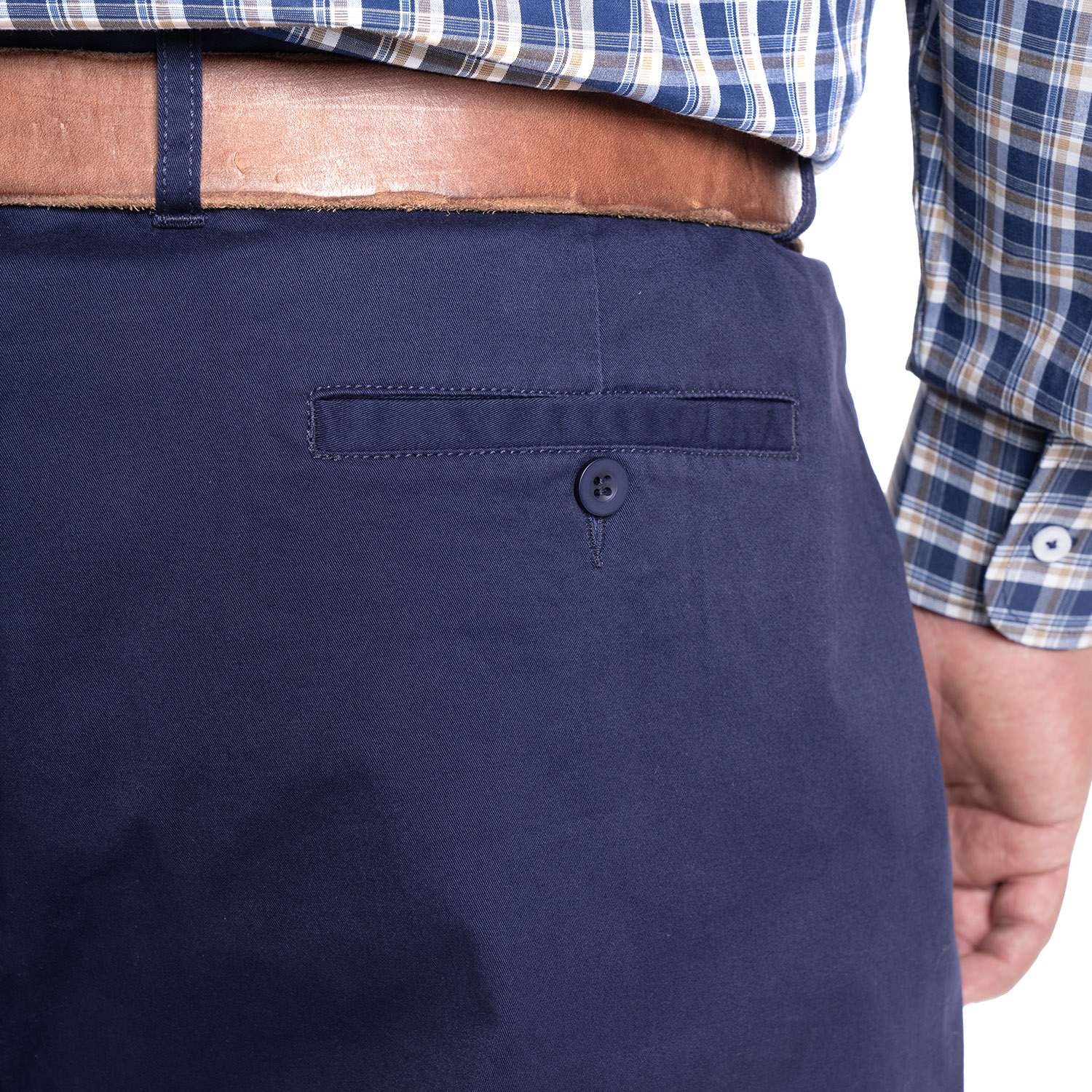 PANTALÓN FRENTE PLANO SPANDEX REGULAR FIT | AZUL - 3