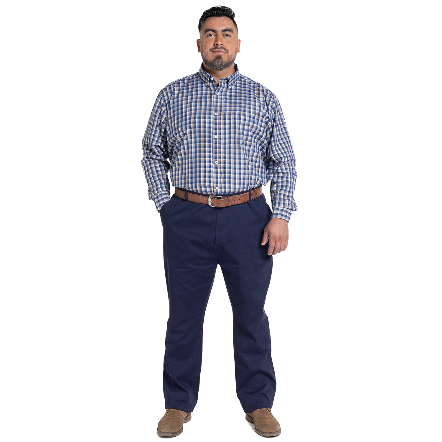 PANTALÓN FRENTE PLANO SPANDEX REGULAR FIT | AZUL - 4