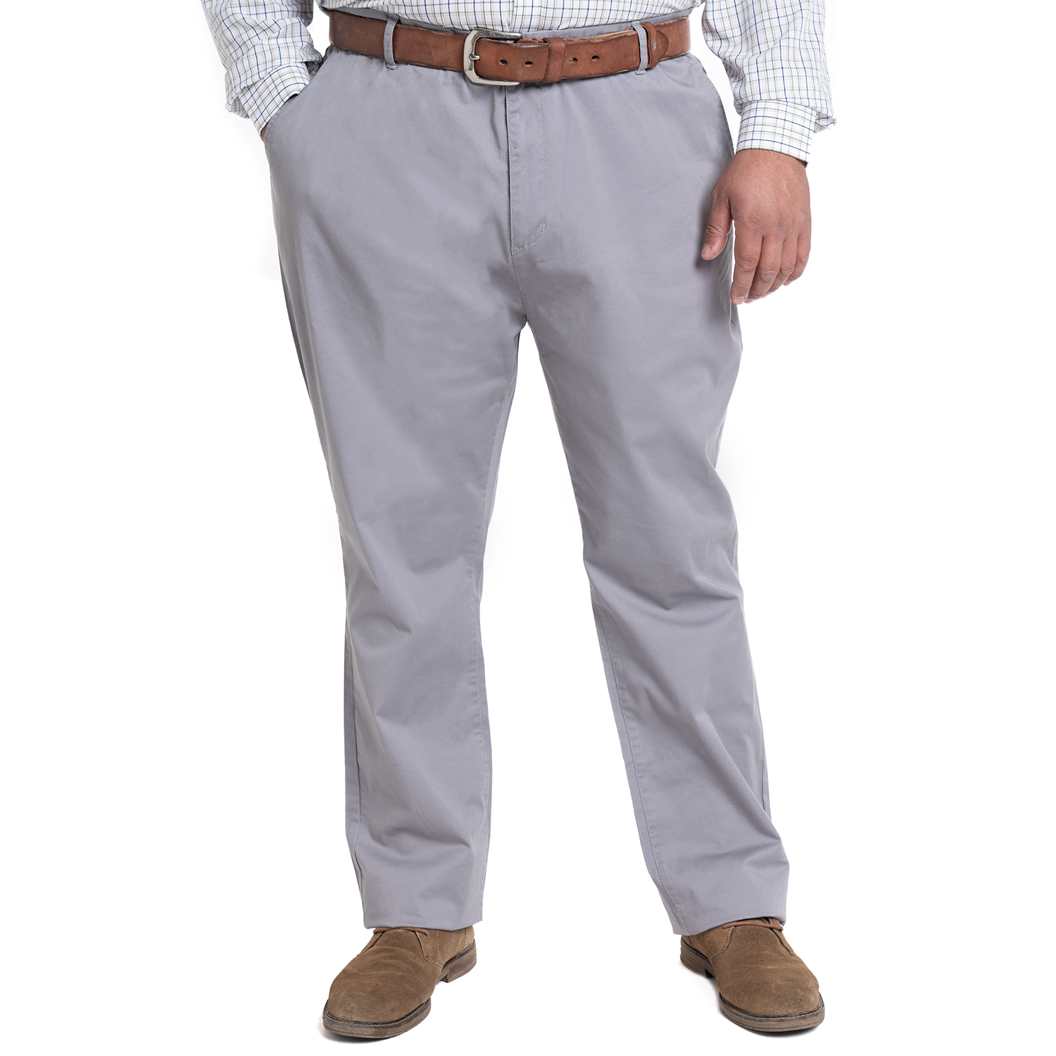 PANTALÓN FRENTE PLANO SPANDEX REGULAR FIT | GRIS CLARO - 1