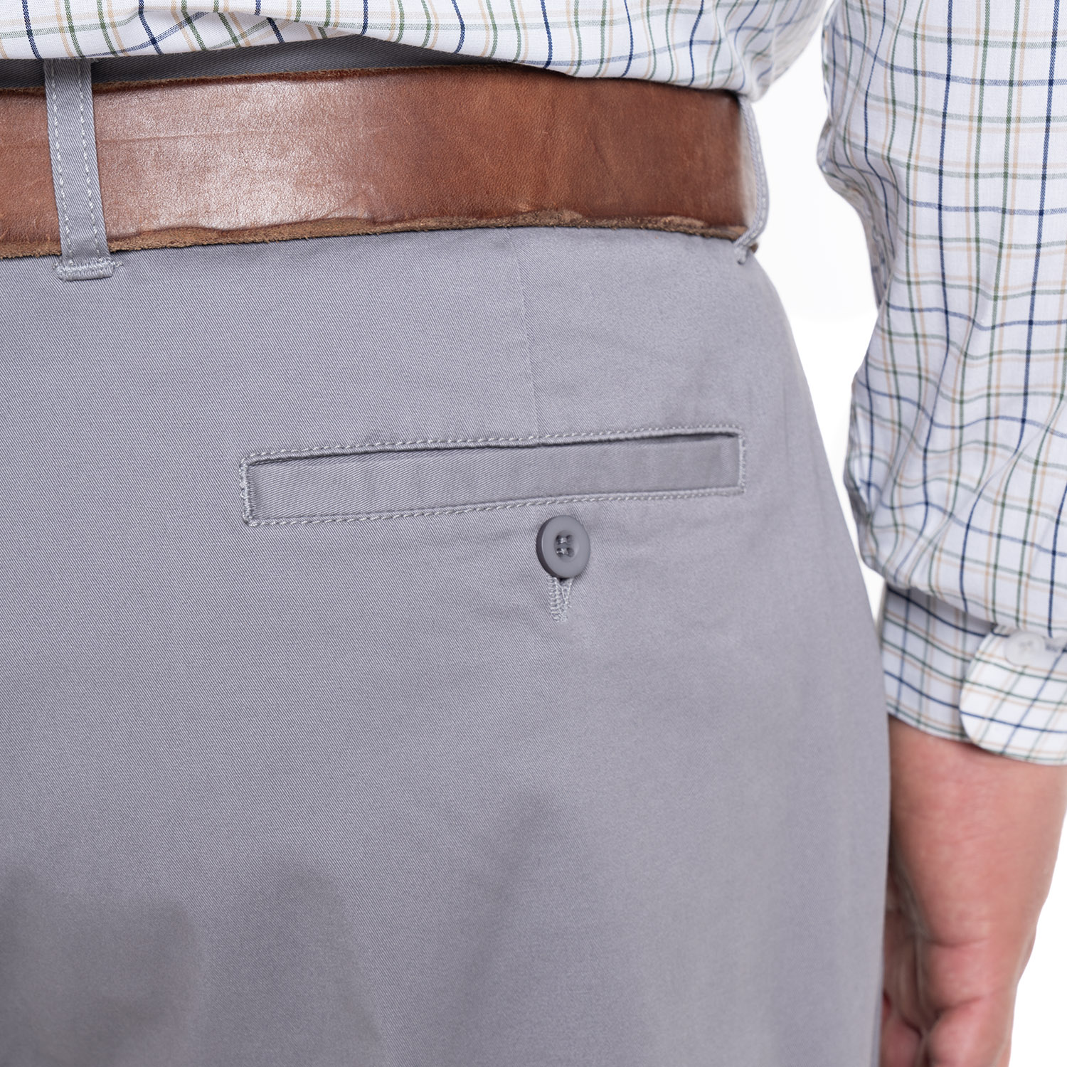 PANTALÓN FRENTE PLANO SPANDEX REGULAR FIT | GRIS CLARO - 3