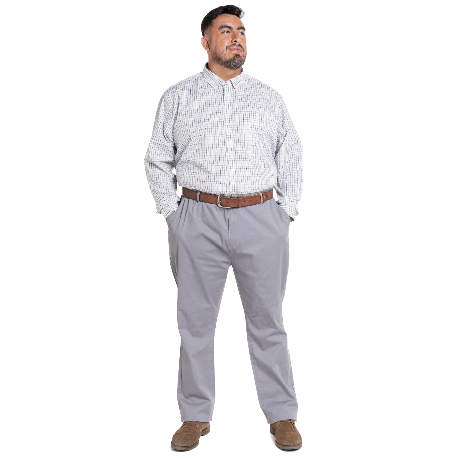 PANTALÓN FRENTE PLANO SPANDEX REGULAR FIT | GRIS CLARO - 4