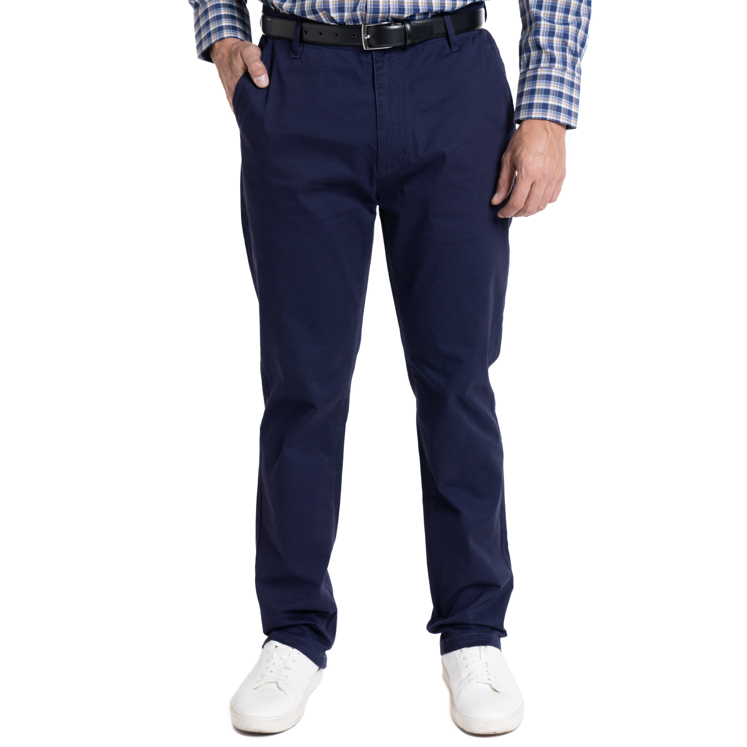 PANTALÓN FRENTE PLANO SPANDEX REGULAR FIT | AZUL - 1