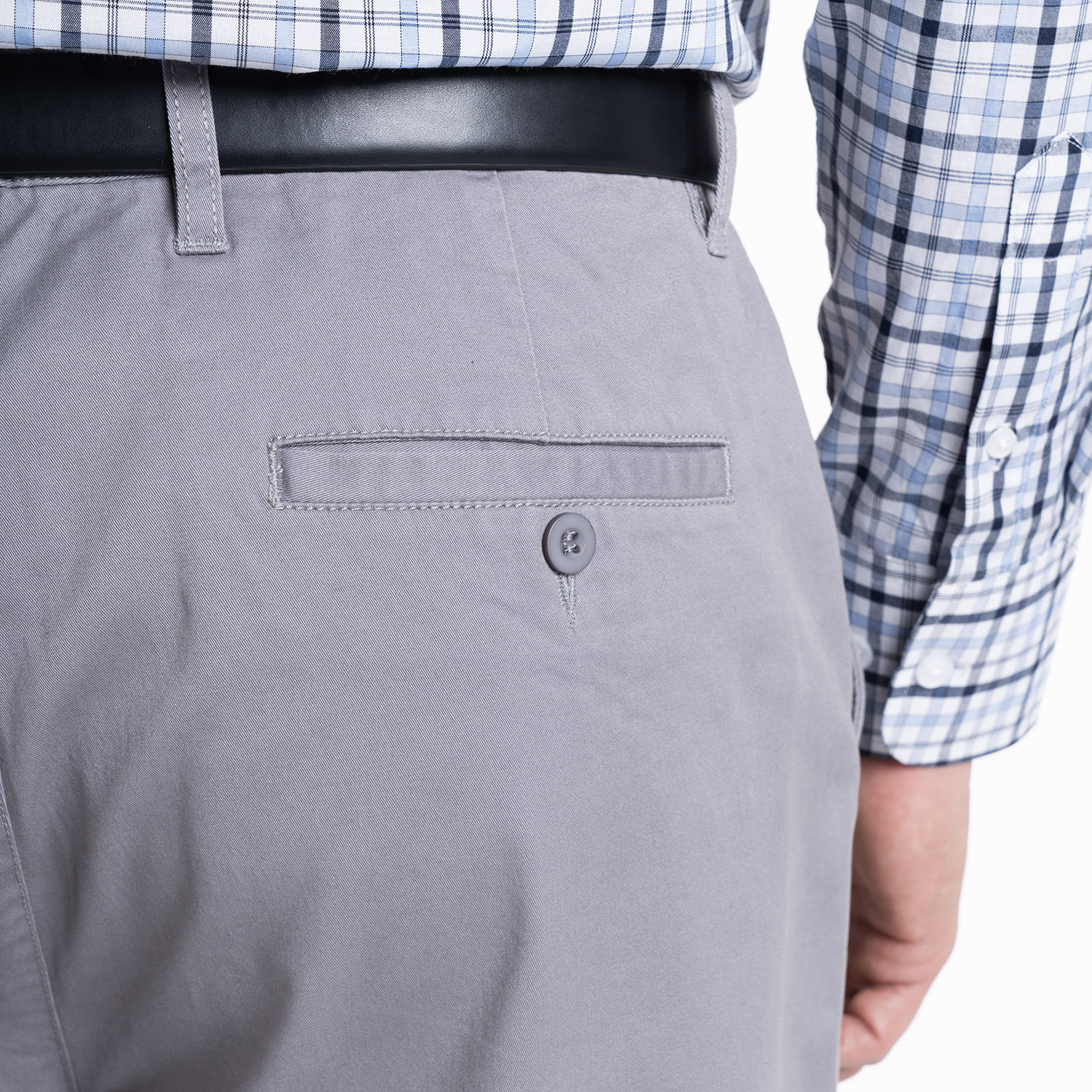 PANTALÓN FRENTE PLANO SPANDEX REGULAR FIT | GRIS CLARO - 3