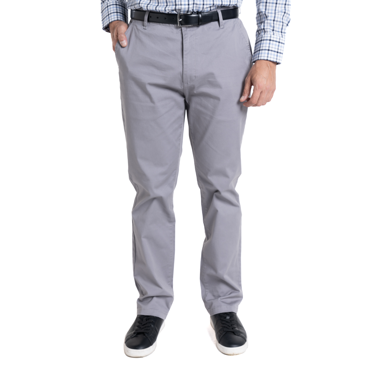 PANTALÓN FRENTE PLANO SPANDEX REGULAR FIT | GRIS CLARO - 4