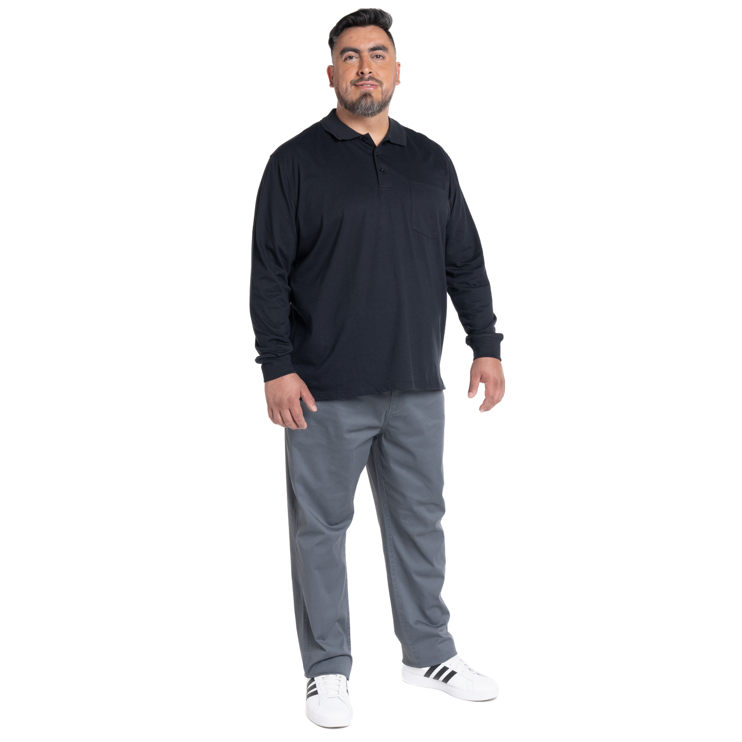 POLERA MANGA LARGA JERSEY CUELLO CAMISERO | GRIS - 4