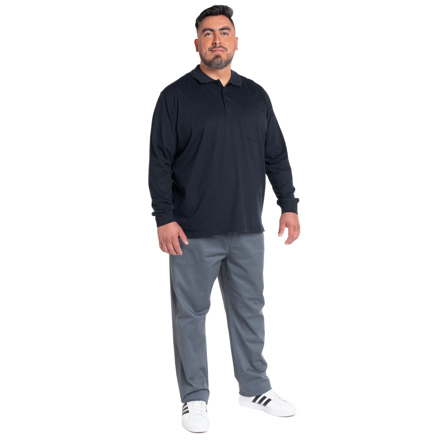 POLERA MANGA LARGA JERSEY CUELLO CAMISERO | GRIS - 4