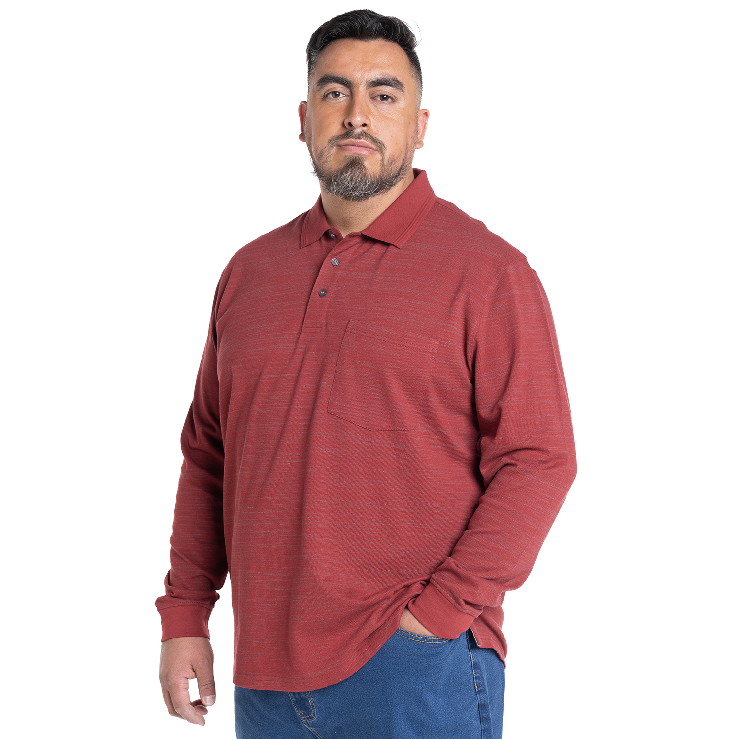 POLERA MANGA LARGA PIQUÉ SLUB | ROJO - 1