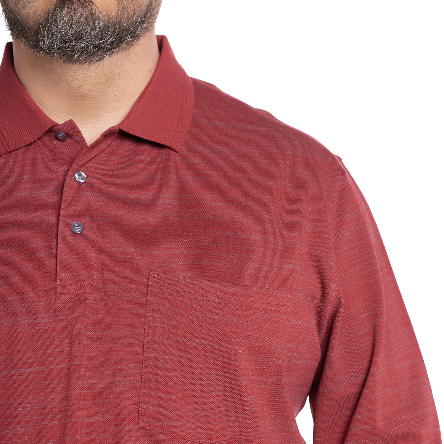 POLERA MANGA LARGA PIQUÉ SLUB | ROJO - 3