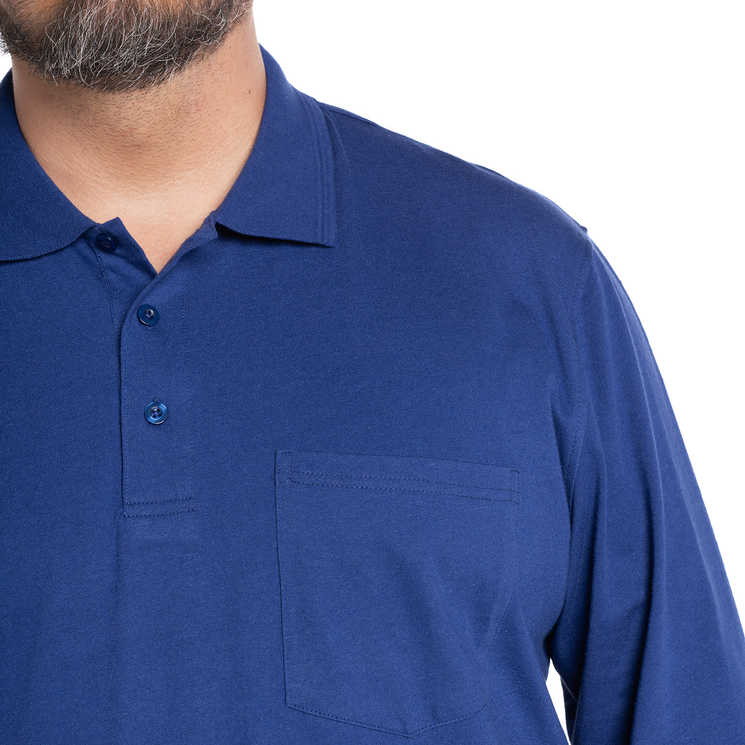 POLERA MANGA LARGA JERSEY CUELLO CAMISERO | AZUL - 3