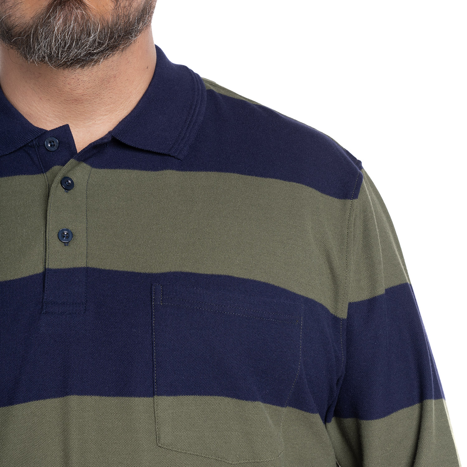 POLERA MANGA LARGA PIQUE LISTADA | VERDE OSCURO - 3