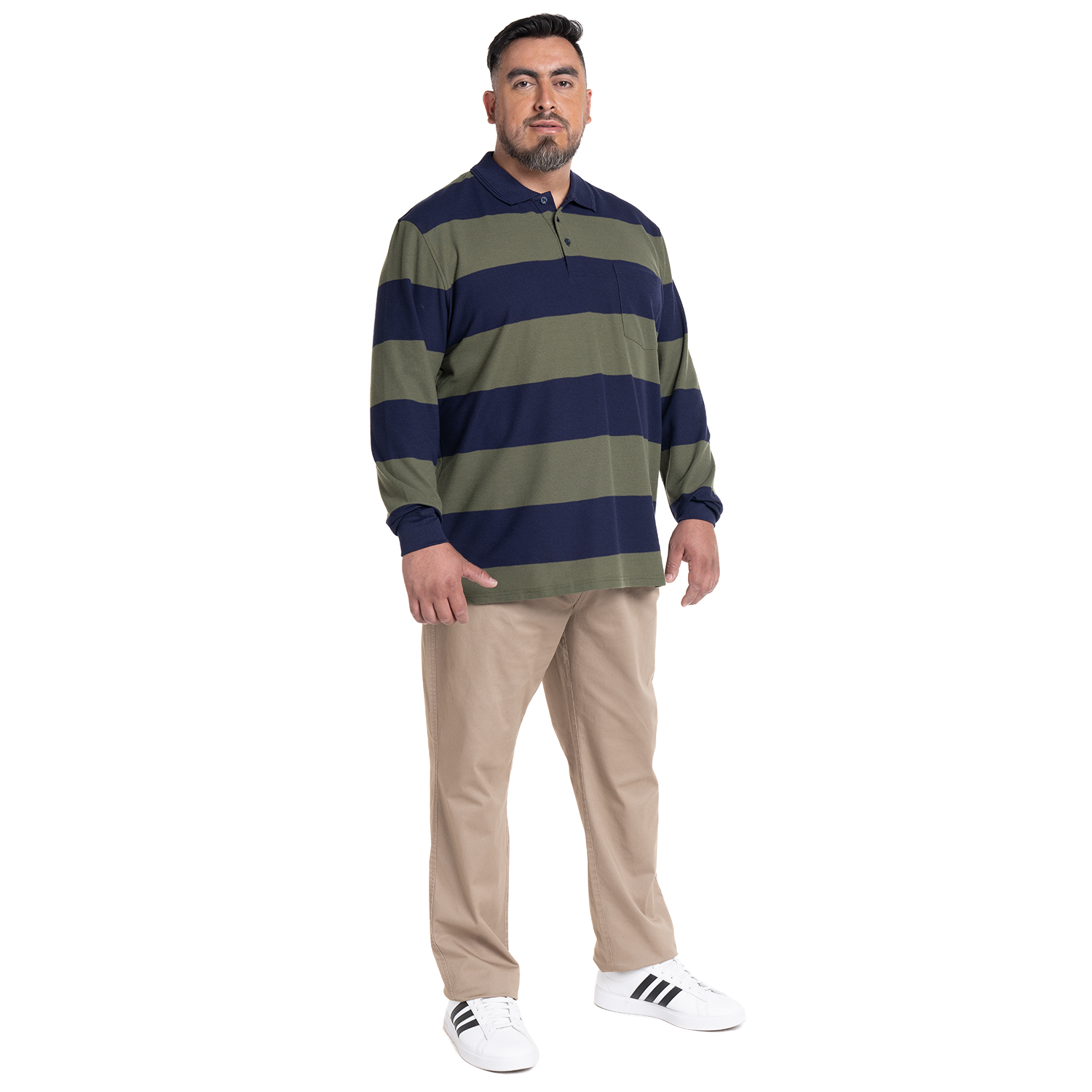 POLERA MANGA LARGA PIQUE LISTADA | VERDE OSCURO - 4