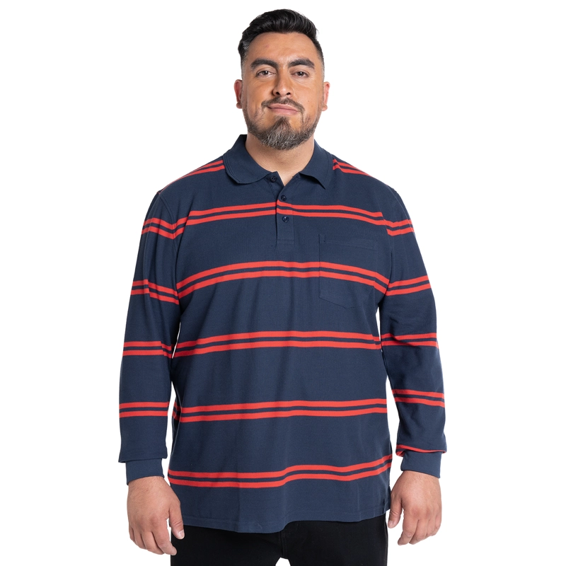 POLERA MANGA LARGA PIQUE LISTADA | ROJO - 1