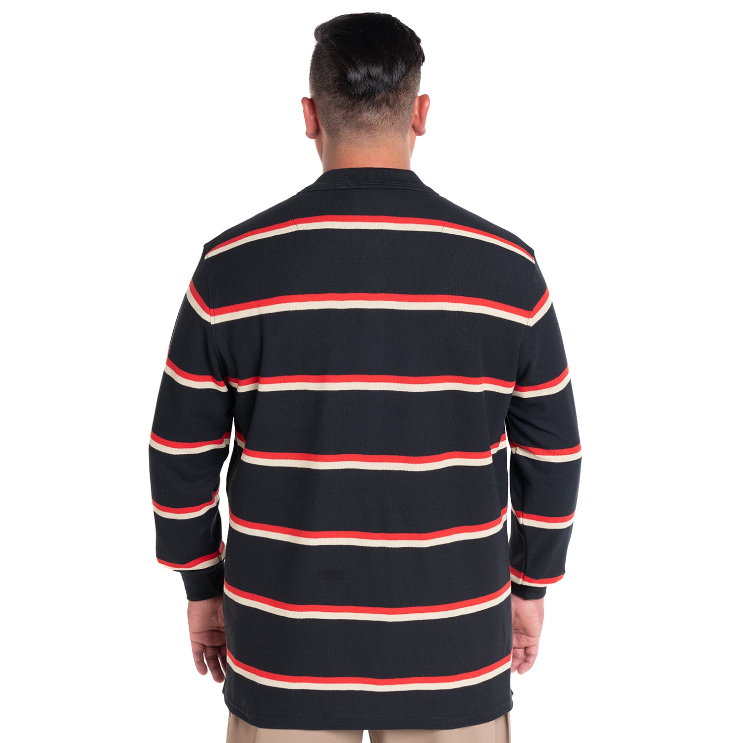 POLERA MANGA LARGA PIQUE LISTADA | NEGRO - 2