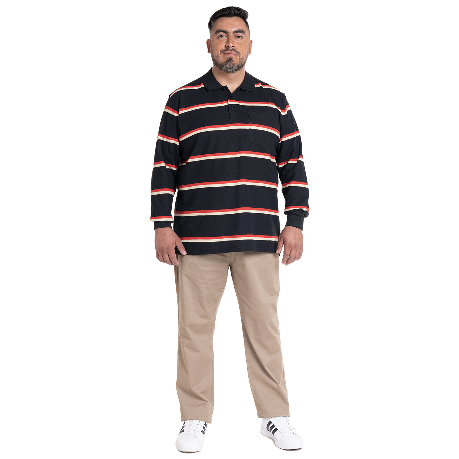 POLERA MANGA LARGA PIQUE LISTADA | NEGRO - 4