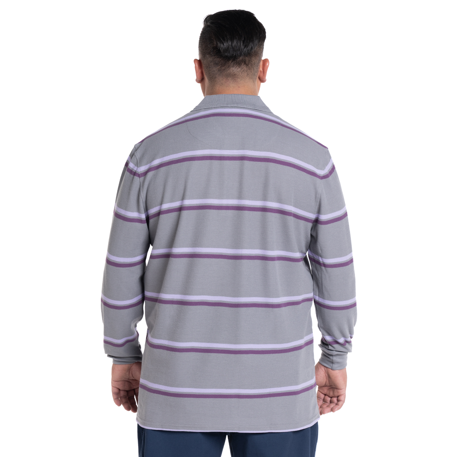 POLERA MANGA LARGA PIQUE LISTADA | GRIS CLARO - 2
