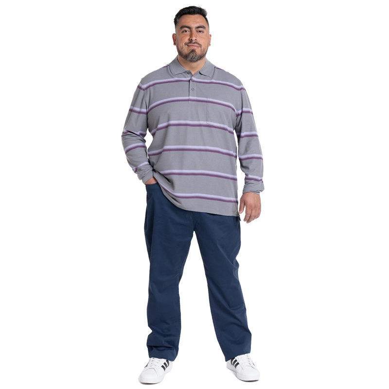 POLERA MANGA LARGA PIQUE LISTADA | GRIS CLARO - 4