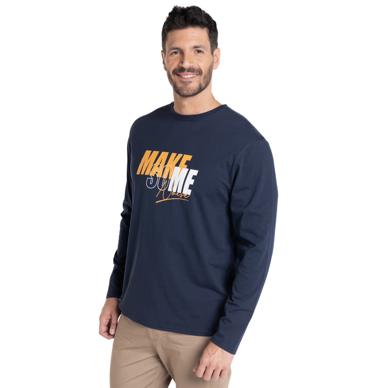 POLERA MANGA LARGA JERSEY ESTAMPADO FRONT | AZUL MARINO - 1
