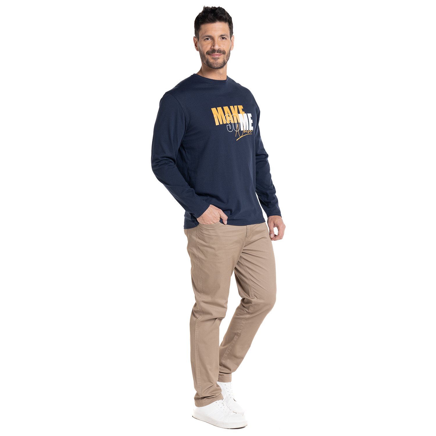 POLERA MANGA LARGA JERSEY ESTAMPADO FRONT | AZUL MARINO - 4