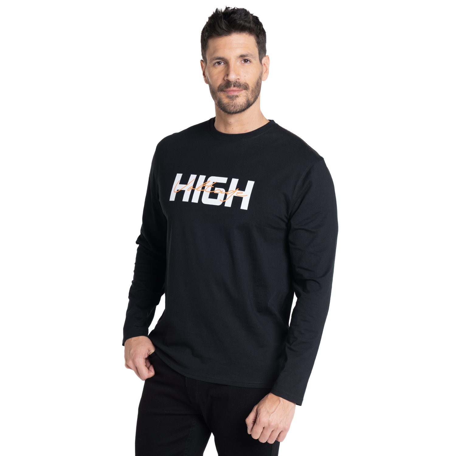 POLERA MANGA LARGA JERSEY ESTAMPADO FRONT | EN COLOR NEGRO - 1