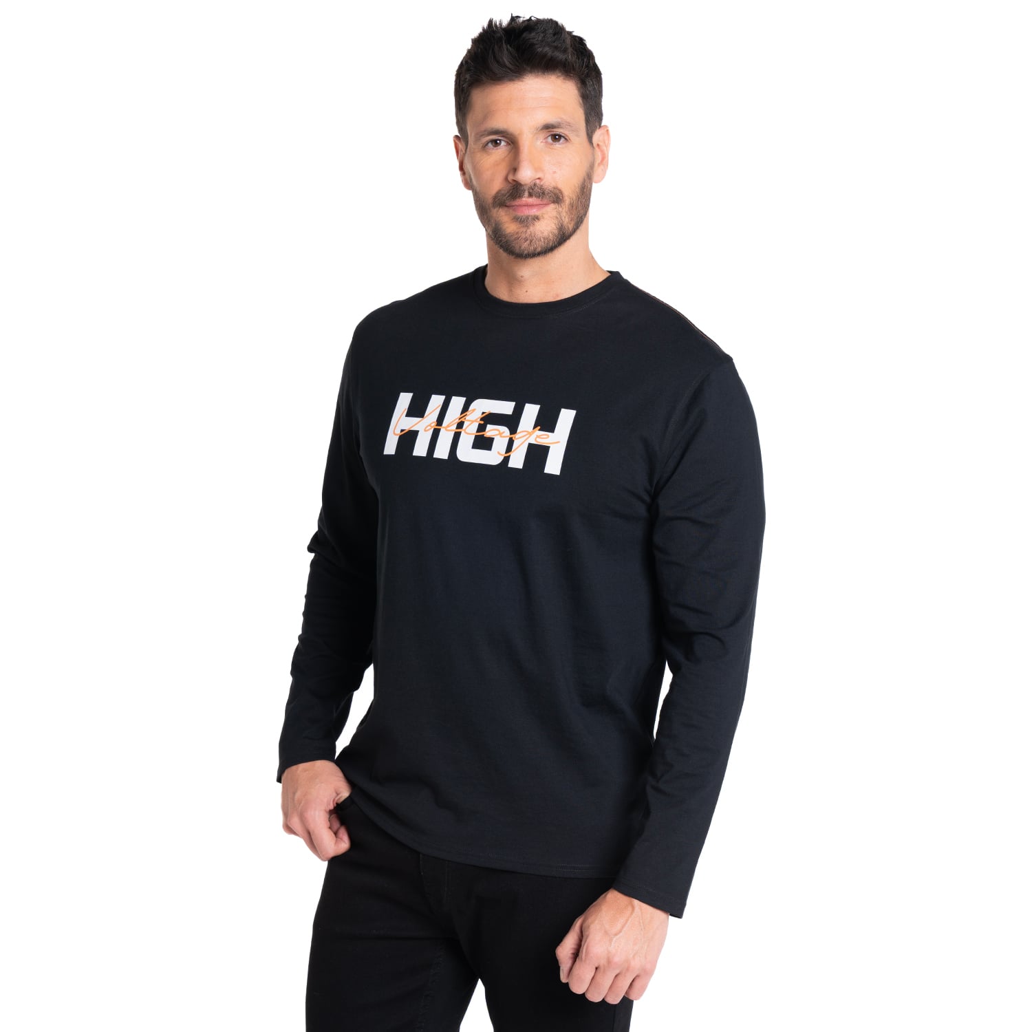 POLERA MANGA LARGA JERSEY ESTAMPADO FRONT | EN COLOR NEGRO - 1