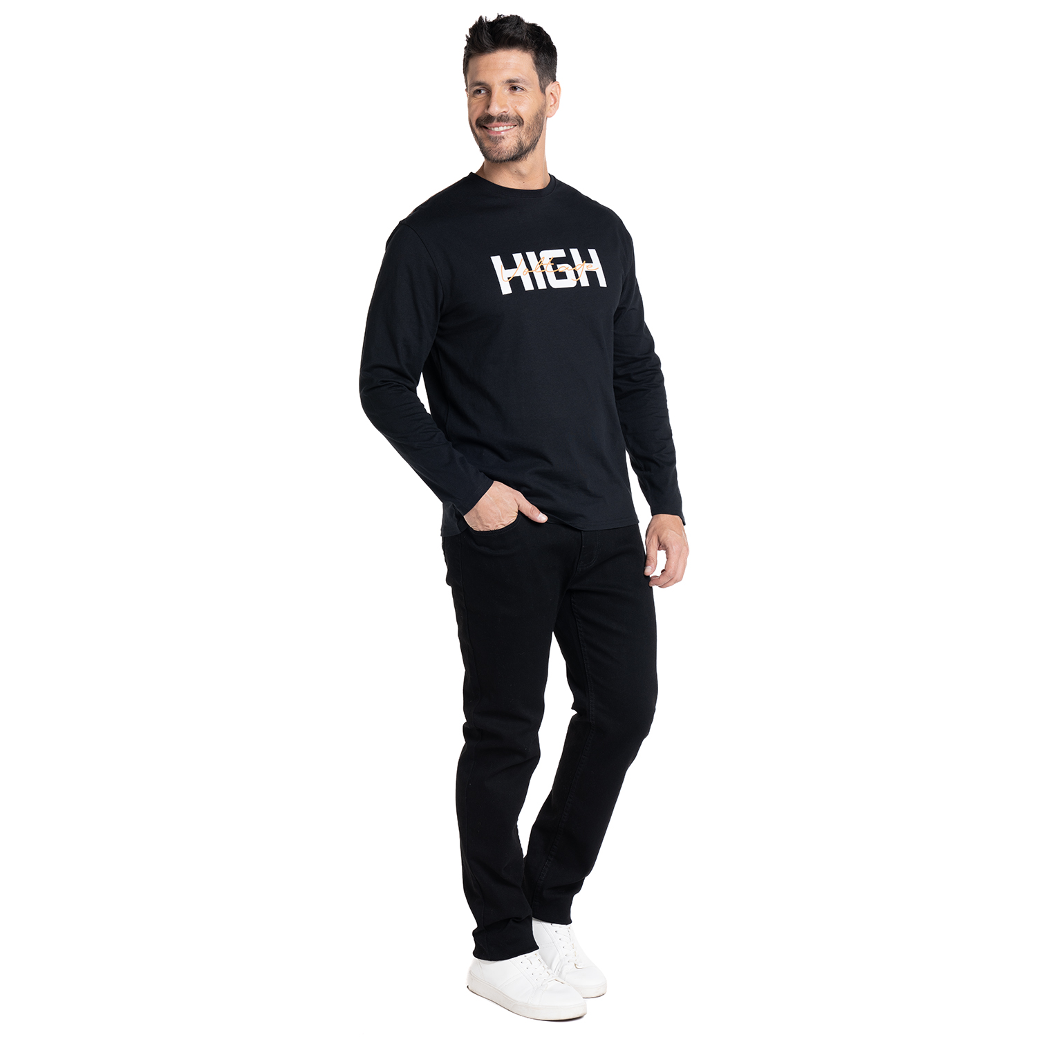 POLERA MANGA LARGA JERSEY ESTAMPADO FRONT | EN COLOR NEGRO - 4