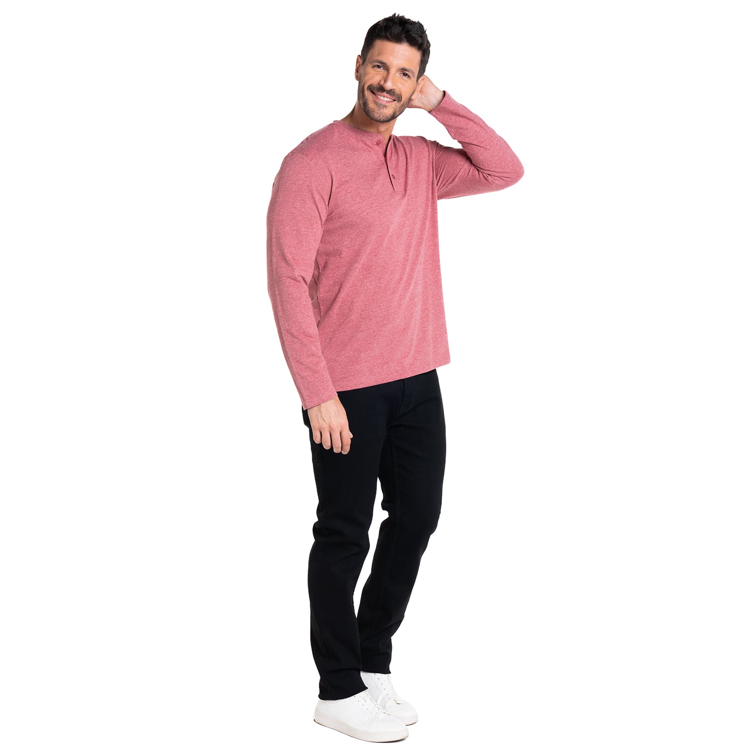 POLERA MANGA LARGA JERSEY BOTONES | EN COLOR ROJO - 3