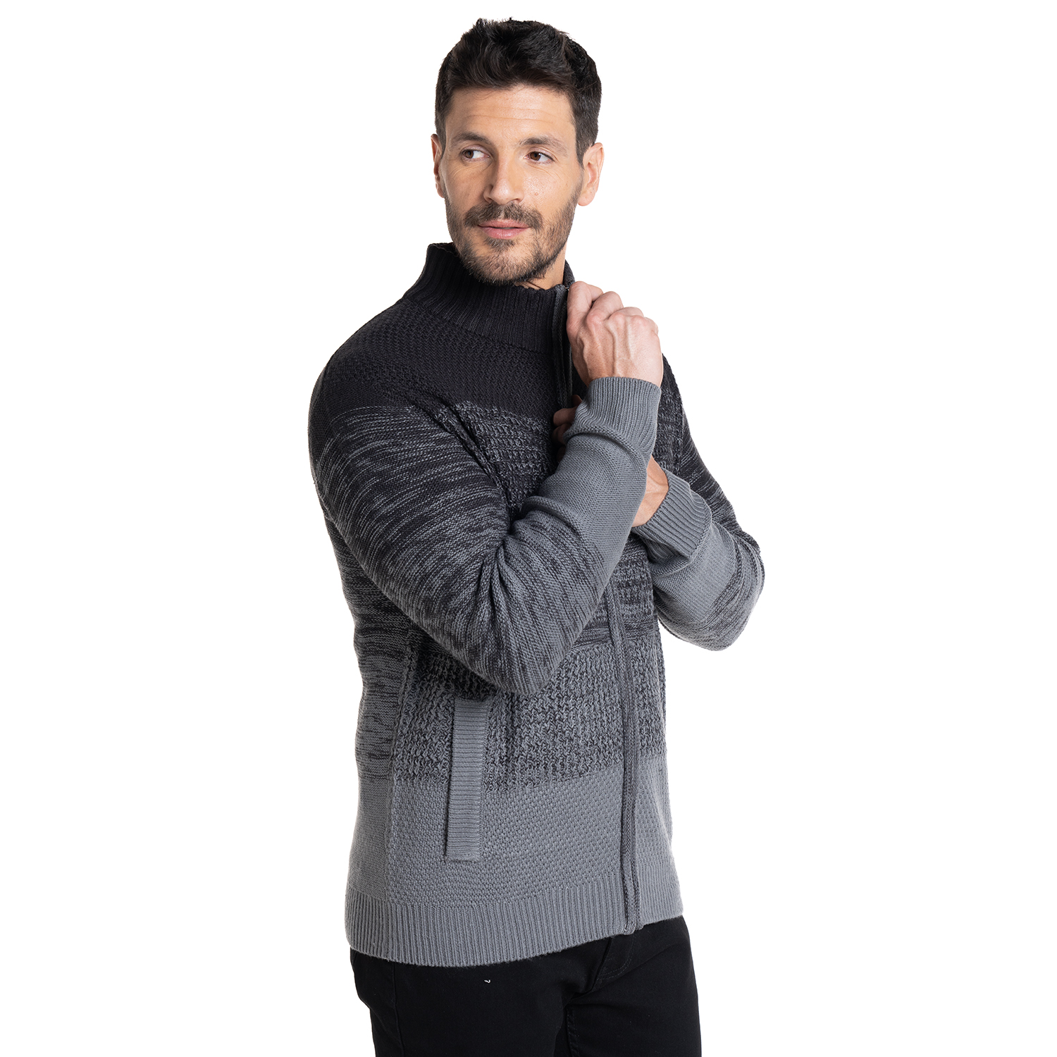 SWEATER FULL ZIPPER | GRIS OSCURO - 1
