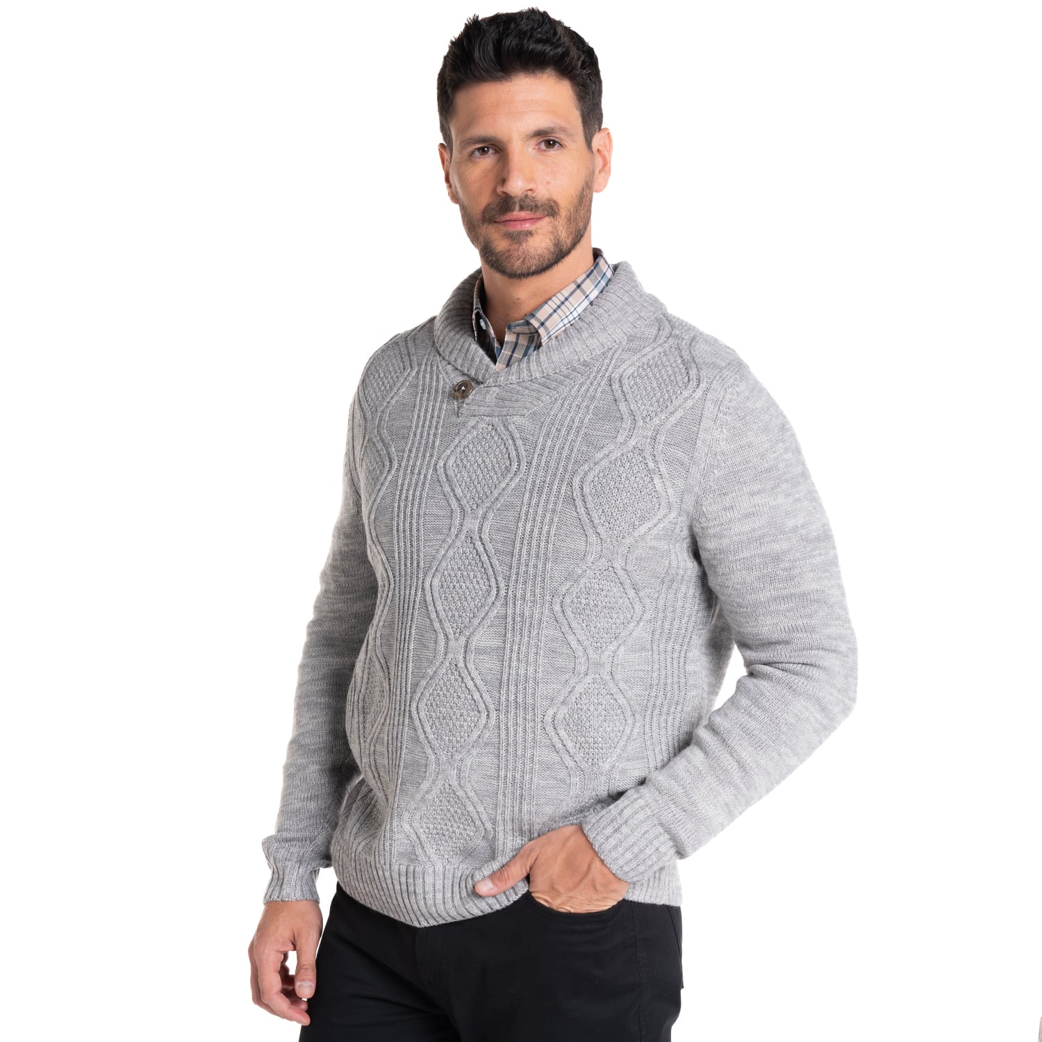 SWEATER CUELLO CRUZADO | GRIS CLARO - 1