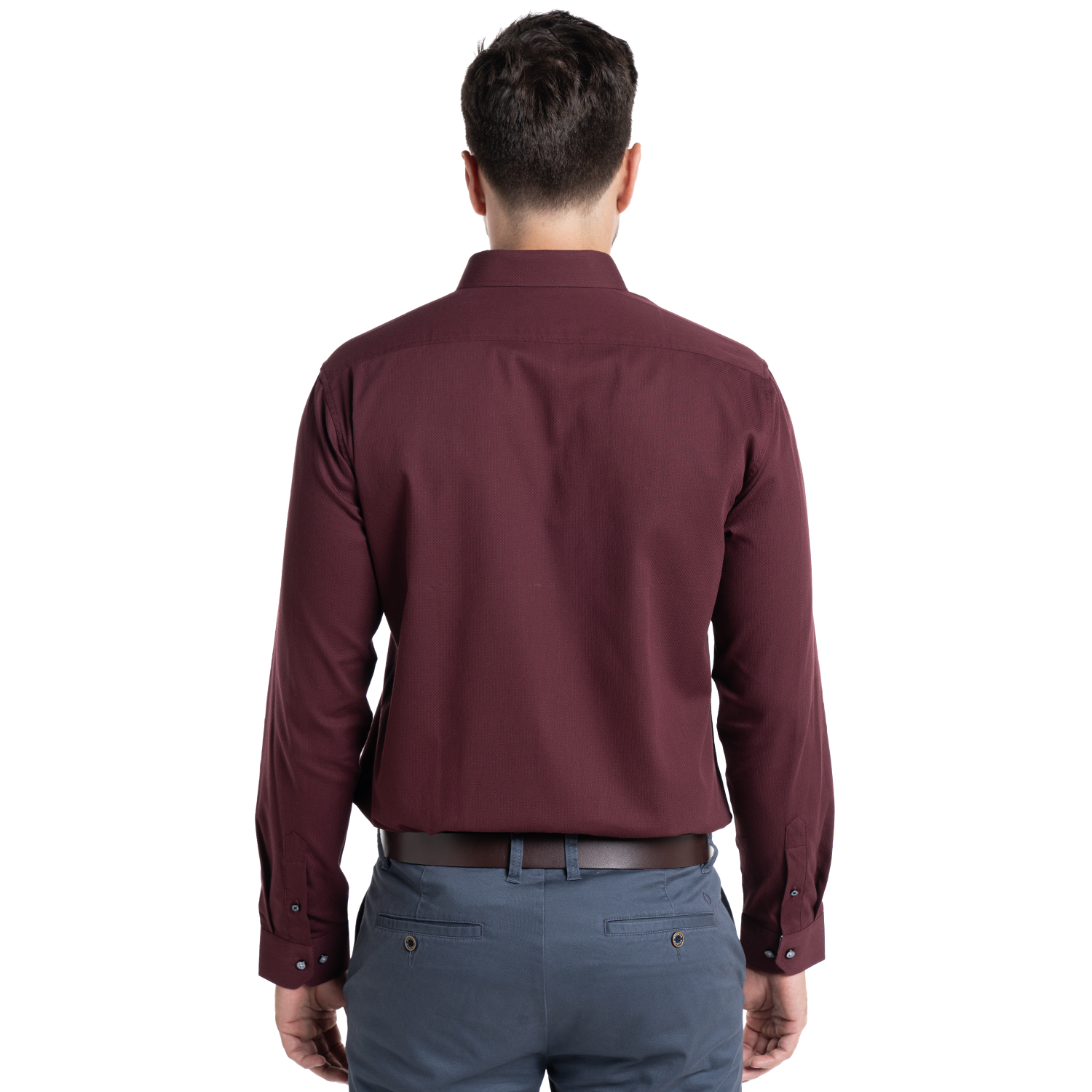 CAMISA JACQUARD SANTILLANA HOMBRE MANGA LARGA | BURDEO - 2