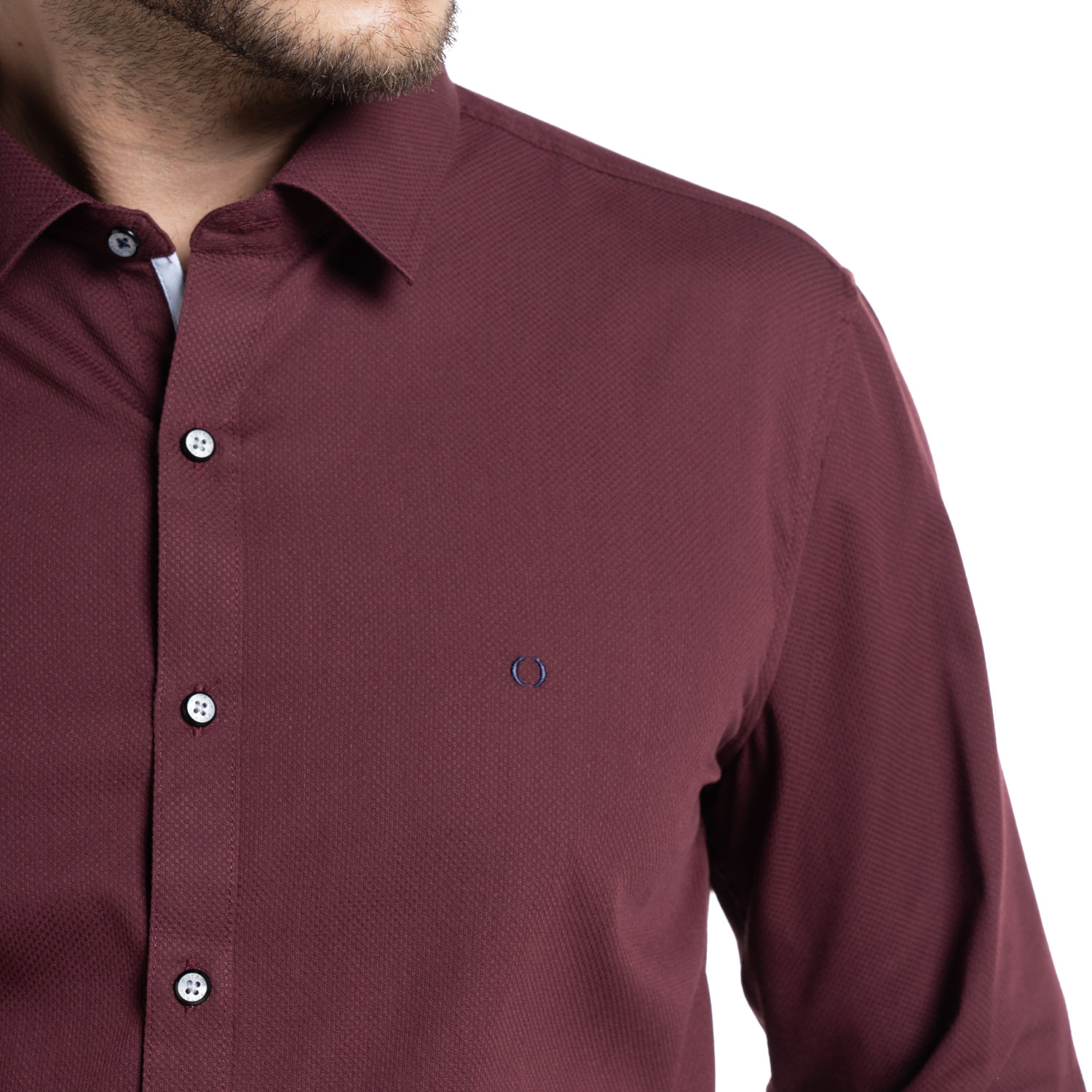 CAMISA JACQUARD SANTILLANA HOMBRE MANGA LARGA | BURDEO - 3