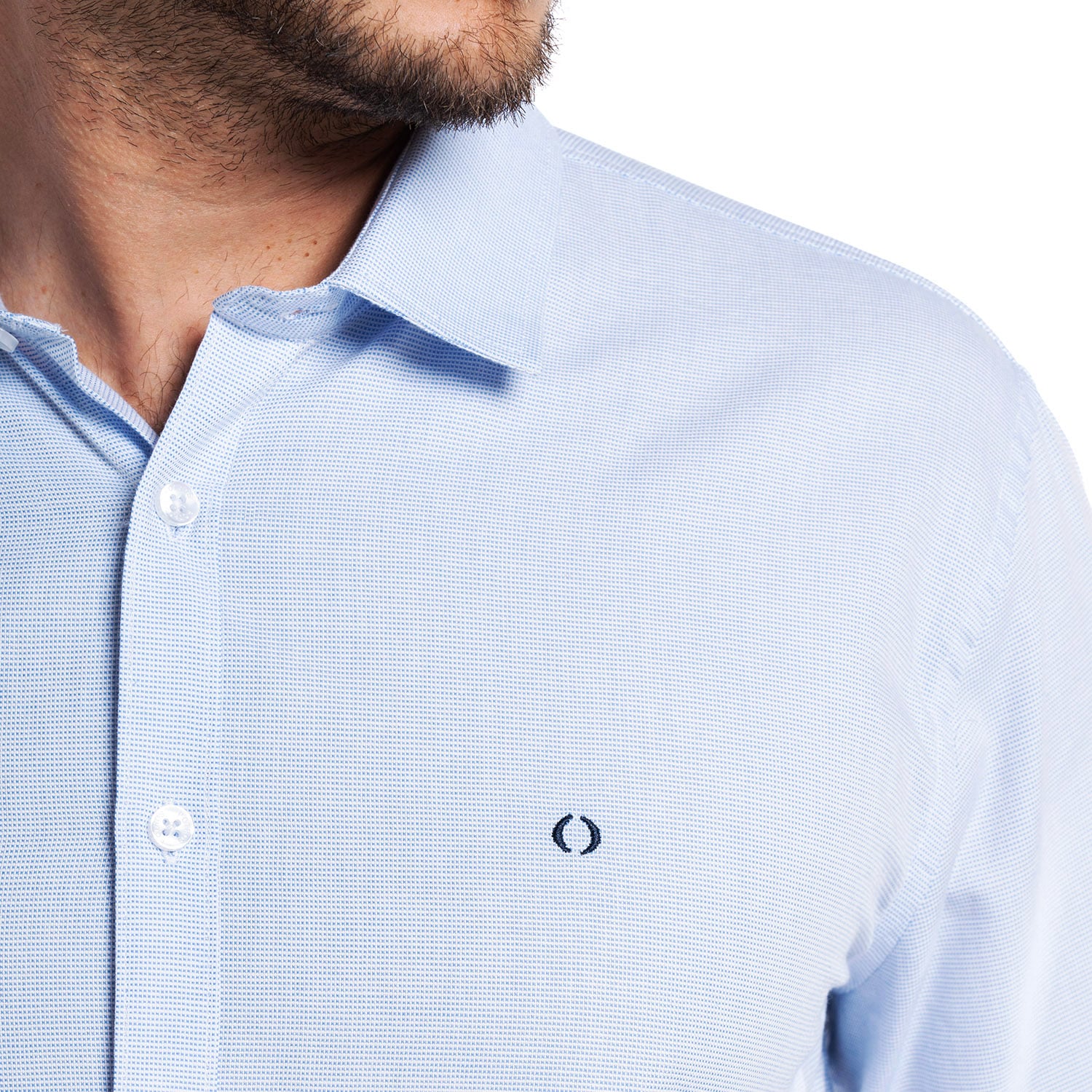 CAMISA JACQUARD GALICIA MANGA LARGA | AZUL CLARO - 3