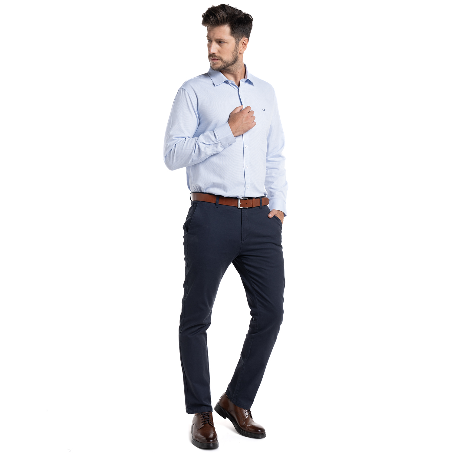 CAMISA JACQUARD GALICIA MANGA LARGA | AZUL CLARO - 4