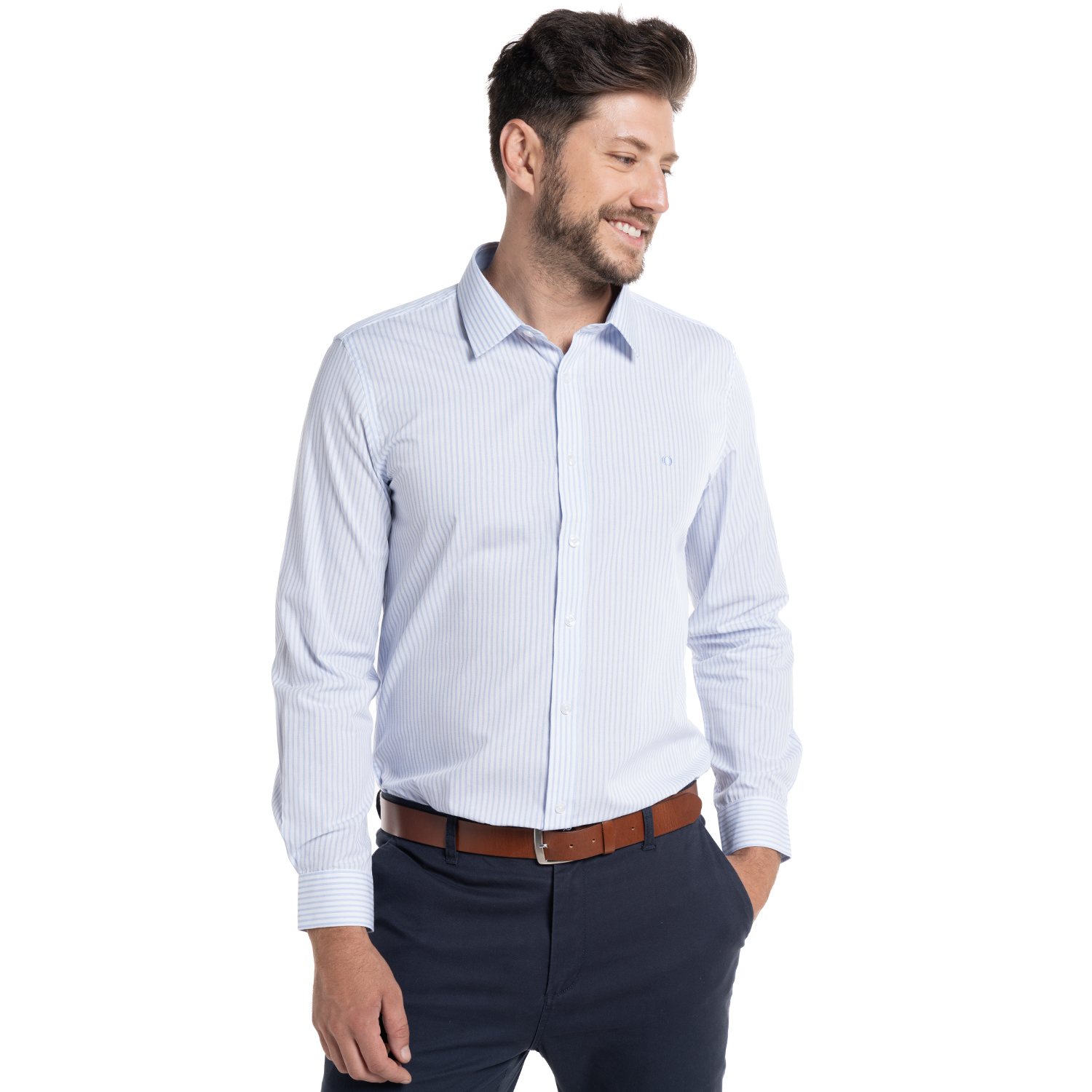 CAMISA TREVIRA LISTADA BILBAO | CELESTE - 1