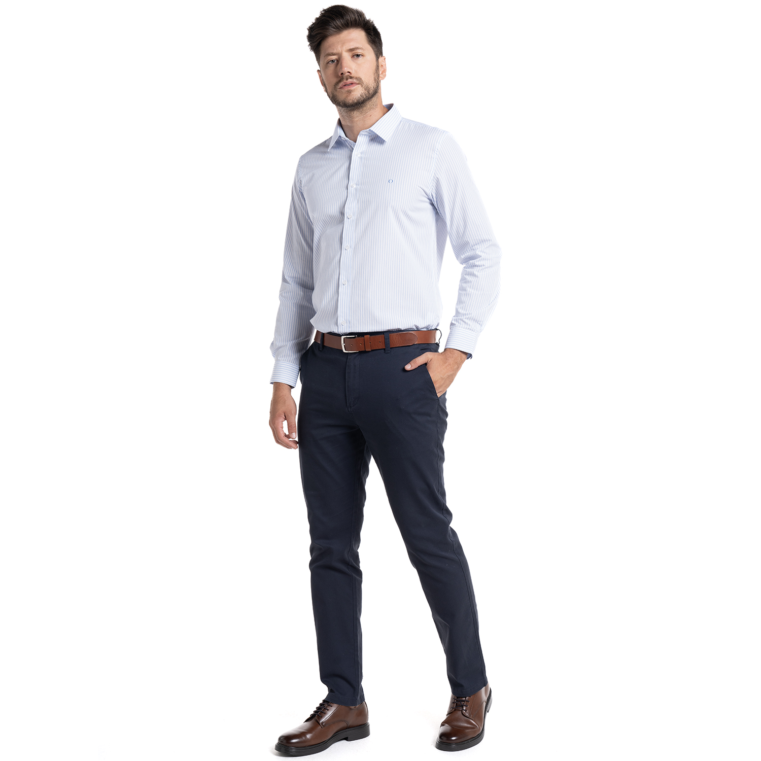 CAMISA TREVIRA LISTADA BILBAO | CELESTE - 4