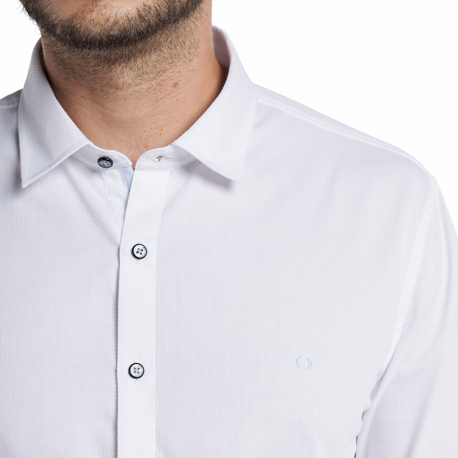 CAMISA JACQUARD SANTILLANA HOMBRE MANGA LARGA | EN COLOR BLANCO - 3