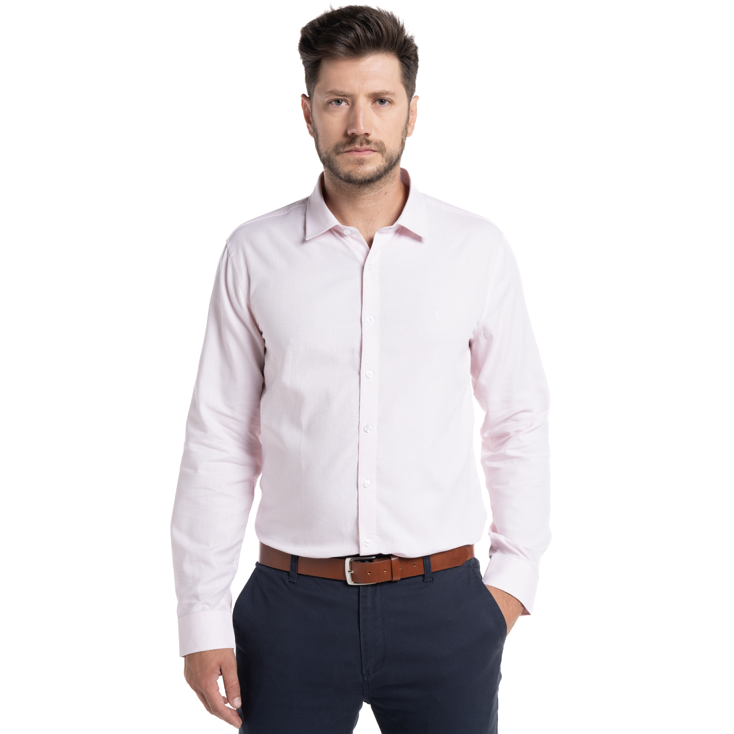 CAMISA JACQUARD GALICIA MANGA LARGA | ROSA - 1