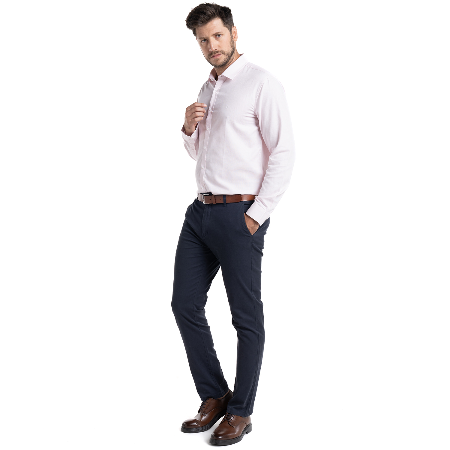 CAMISA JACQUARD GALICIA MANGA LARGA | ROSA - 4